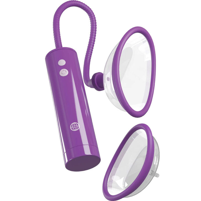Purple clitoral suction device with two transparent attachments for enhanced stimulation and pleasure.