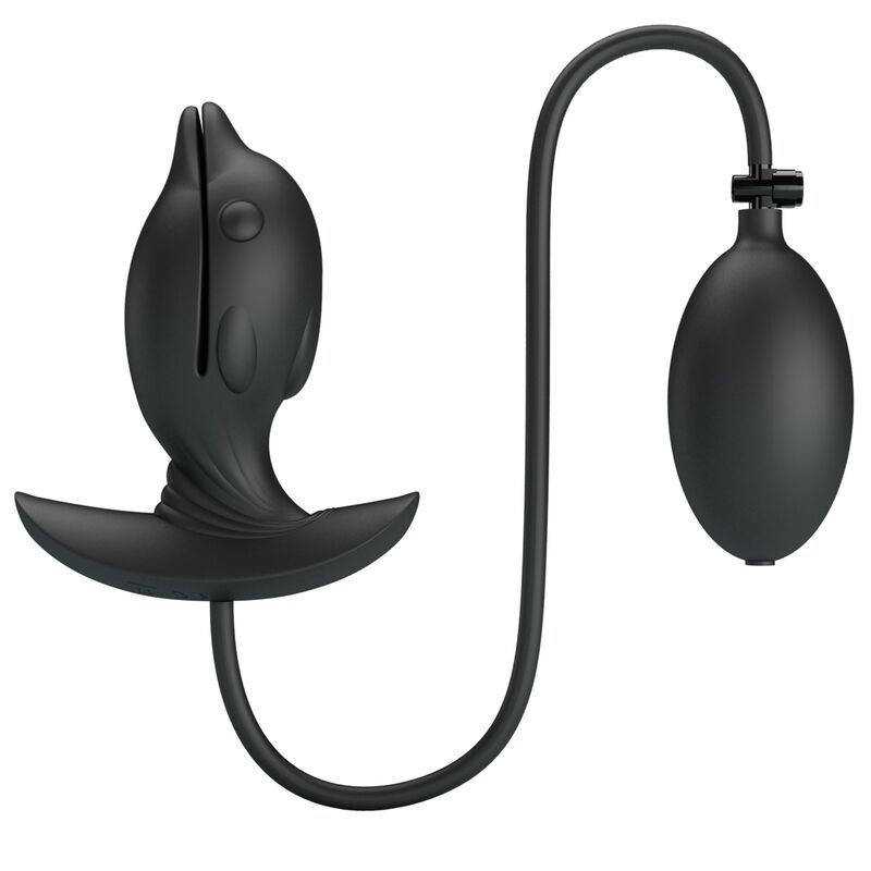 Alt Tag: Black inflatable anal plug with a pump, designed for enhanced stimulation and comfort.