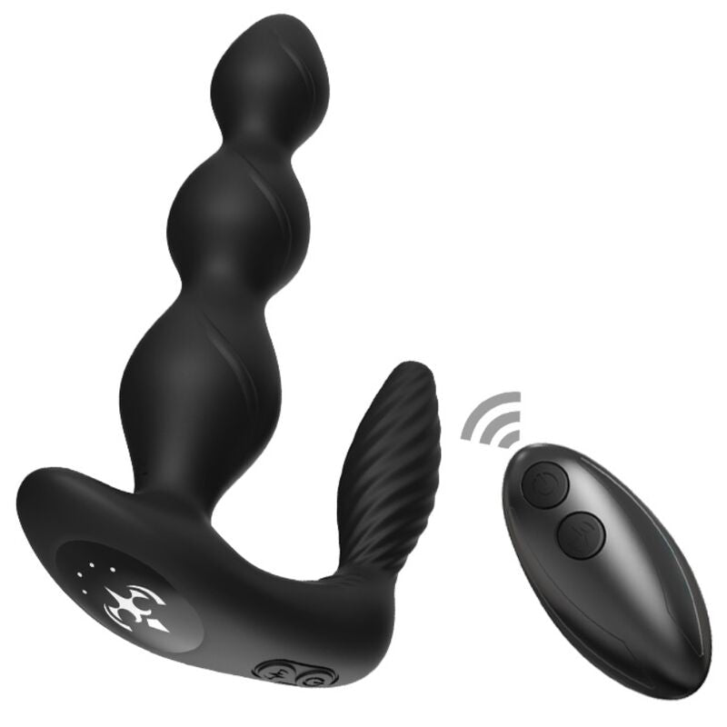 Black anal vibrator with wireless remote control for enhanced pleasure and convenience.