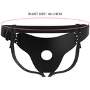 Adjustable black harness belt with waist size 80-118cm, featuring durable straps and front hole, perfect for accessories.