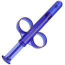 Transparent blue lubricant dispenser syringe with easy-grip handles, ideal for precise application and control.