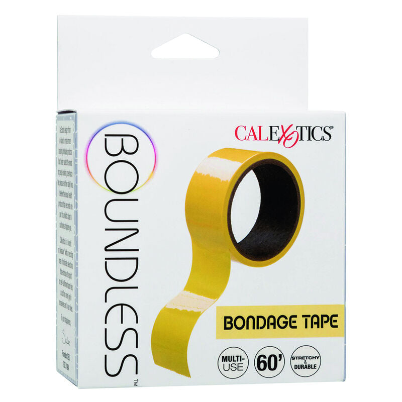 Yellow bondage tape in 60-foot roll with packaging, featuring strong and durable multipurpose use for secure tape fixation.