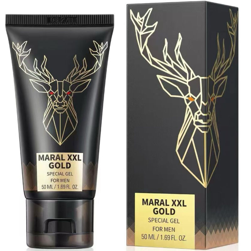 Maral XXL Gold Special Gel for Men 50ml packaging with gold stag design.