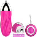 Pink USB rechargeable vibrating bullet with remote control.