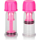 Two transparent twist suckers with pink tops, designed for versatile use and easy operation.