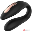 Sleek black ergonomic personal massager with rose gold accent from ANNE'S DESIRE collection by Watchme.
