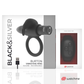 Black and Silver Burton remote control cock ring, rechargeable silicone vibrating ring packaging by WatchMe.