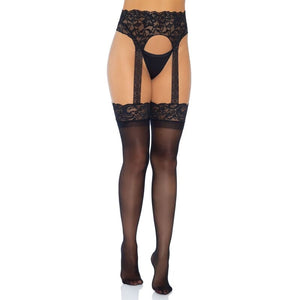 LEG AVENUE - OPAQUE GARTERBELT STOCKING ONE SIZE LEG AVENUE HOSIERY