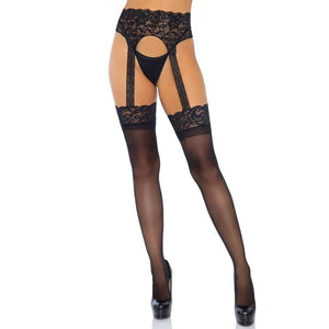 LEG AVENUE - OPAQUE GARTERBELT STOCKING ONE SIZE LEG AVENUE HOSIERY