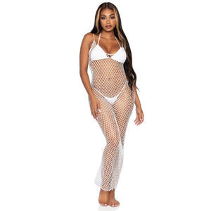 LEG AVENUE - WOVEN TWIST NET MAXI DRESS ONE SIZE