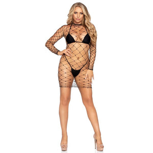 LEG AVENUE - FENCE NET MINI DRESS ONE SIZE LEG AVENUE DRESSES