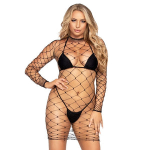 LEG AVENUE - FENCE NET MINI DRESS ONE SIZE LEG AVENUE DRESSES