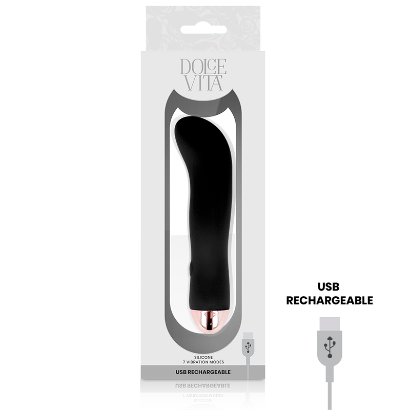 DOLCE VITA - RECHARGEABLE VIBRATOR TWO BLACK 7 SPEED DOLCE VITA