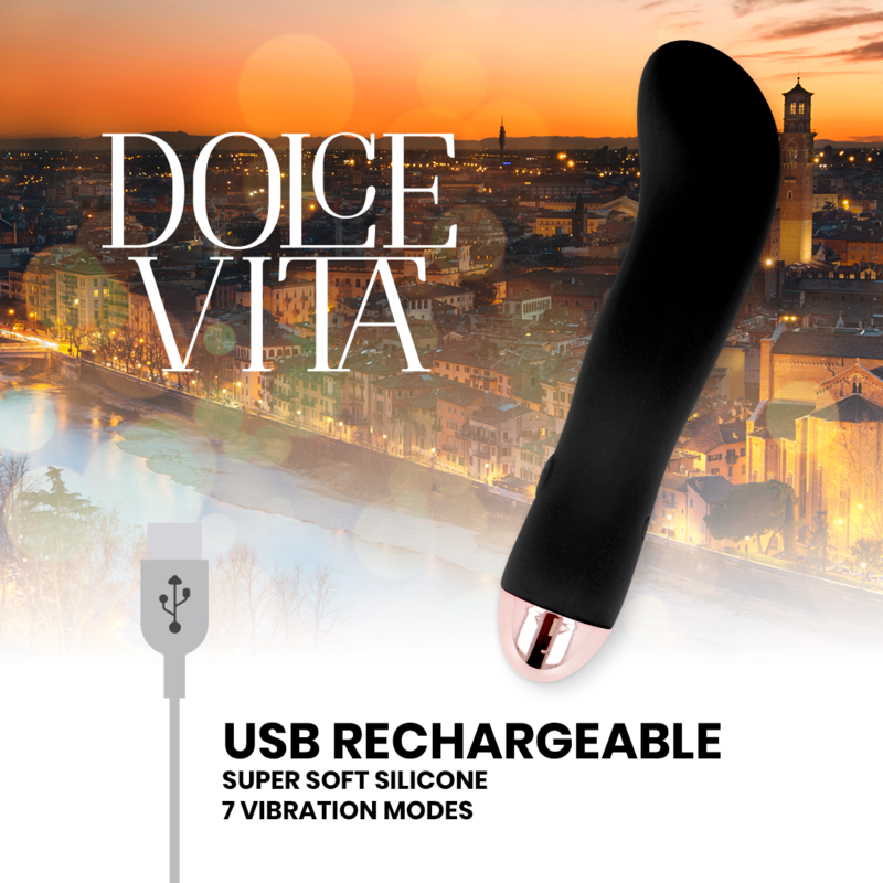 DOLCE VITA - RECHARGEABLE VIBRATOR TWO BLACK 7 SPEED DOLCE VITA