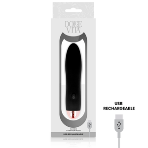 DOLCE VITA - RECHARGEABLE VIBRATOR FOUR BLACK 7 SPEEDS DOLCE VITA