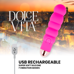 DOLCE VITA - RECHARGEABLE VIBRATOR SIX PINK 7 SPEEDS DOLCE VITA