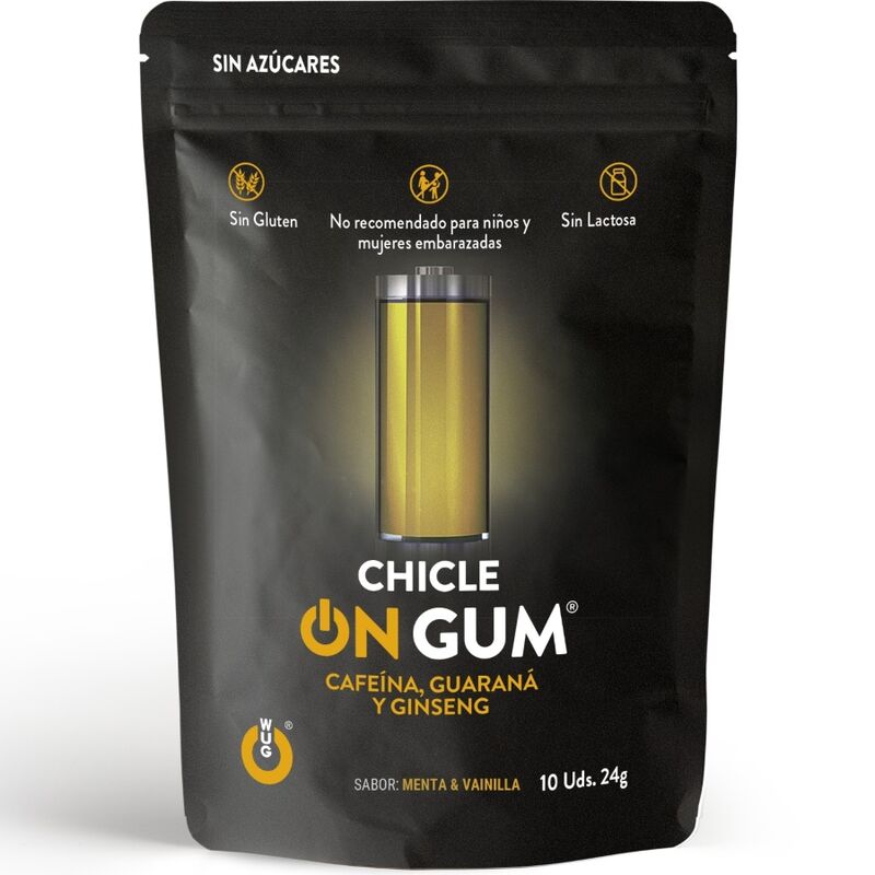 WUG GUM - ON CAFFEINE, GINSENG AND GUARANA GUM 10 UNITS - LoveYou.lv