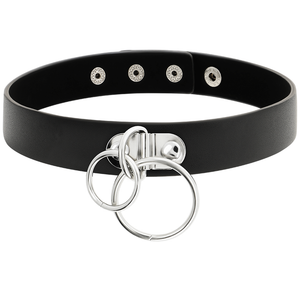 COQUETTE CHIC DESIRE - DOUBLE RING VEGAN LEATHER CHOKER COQUETTE ACCESSORIES