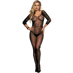 QUEEN LINGERIE - BODYSTOCKING WITH OPENING LONG SLEEVE S/L QUEEN LINGERIE