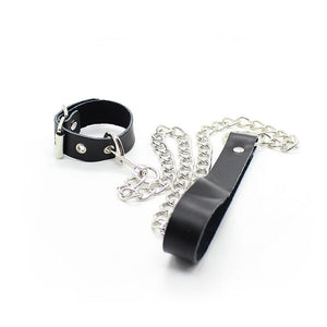 OHMAMA FETISH - PENIS NECKLACE AND LEATHER STRAP WITH METAL CHAIN OHMAMA FETISH