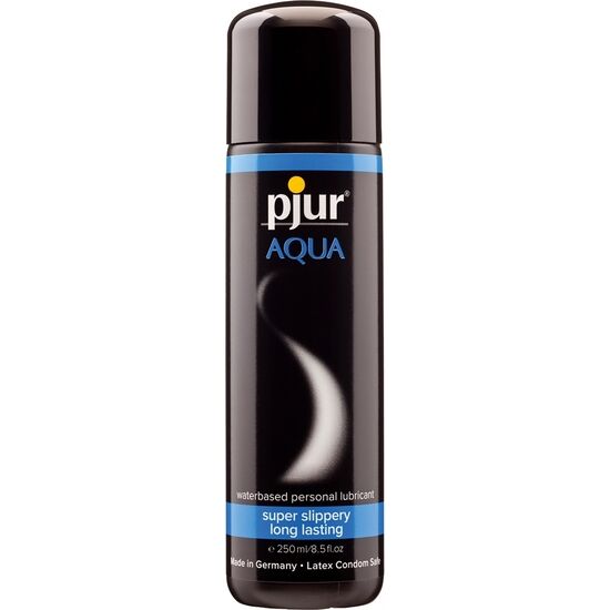 Pjur Aqua 250ml water-based lubricant bottle, skin-friendly, unscented, long-lasting, moisturizing lube