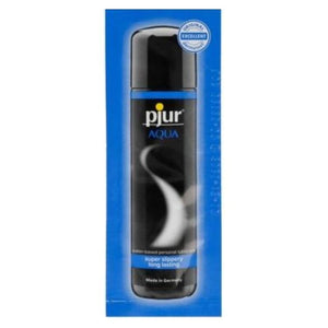 Pjur Aqua Basic Water-Based Lubricant 2ml with durable, unscented formula, ideal for moisturizing and protecting skin.