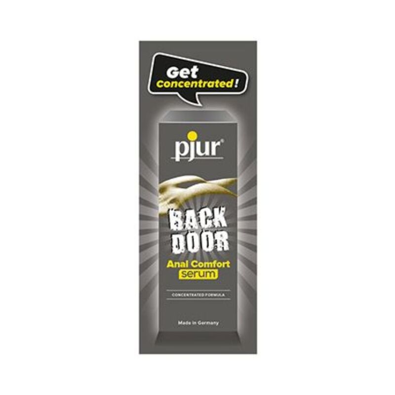 PJUR Back Door Anal Comfort Serum 1.5 ml, protective film, reduces sensitivity, no lidocaine or benzocaine, condom safe.