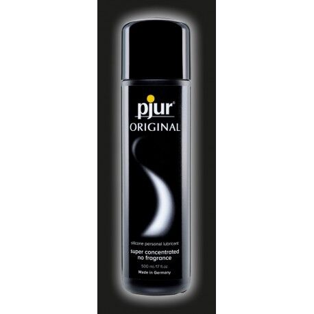 Pjur Original silicone lubricant bottle, 1.5 ml, long-lasting glide, smooth sensation, no fragrance, made in Germany.