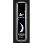 Pjur Original silicone lubricant bottle, 1.5 ml, long-lasting glide, smooth sensation, no fragrance, made in Germany.
