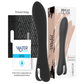 BRILLY GLAM Ryan Vibrator with watchme tech, silicone, USB rechargeable, 10 programs, waterproof, shown with travel bag and lube.