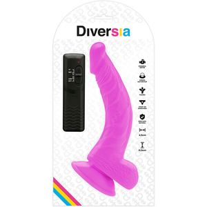 DIVERSIA — ELASTĪGS VIBRĒJOŠS DILDO VILLATS 21,5 CM -O- 4,5 CM