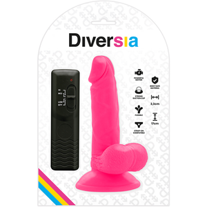 DIVERSIA — ELASTĪGA VIBRĒJOŠA DILDO ROZĀ 17 CM -O- 3,3 CM