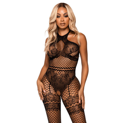 LEG AVENUE - TĪKLĀS PAKASTES BODYSTOCKING VIENS IZMĒRS - MELNS