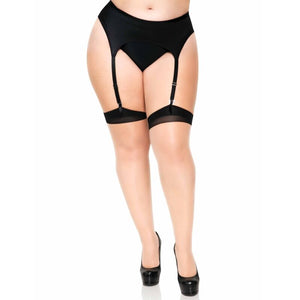 LEG AVENUE - PLUS LYCRA SHEER 2 TONE THIGH HIGH WITH BACKSEAM AND CUBAN HEEL - LoveYou.lv
