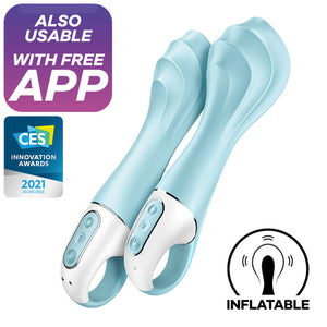 SATISFYER - ВОЗДУШНЫЙ НАСОС ВИБРАТОР 5+ НАДУВНОЙ ВИБРАТОР ДЛЯ ТОЧКИ G СИНИЙ
