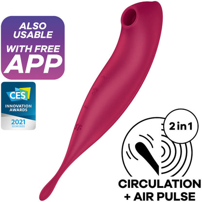 SATISFYER - TWIRLING PRO+ ВОЗДУШНЫЙ ИМПУЛЬСНЫЙ СТИМУЛЯТОР И ВИБРАТОР С ПРИЛОЖЕНИЕМ КРАСНЫЙ
