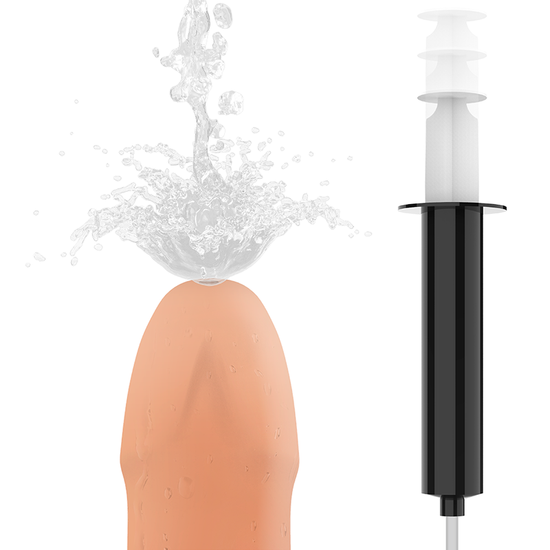 MYTHOLOGY Flipper Original Dildo Ejaculator in use, showcasing realistic ejaculation function with removable syringe feature.