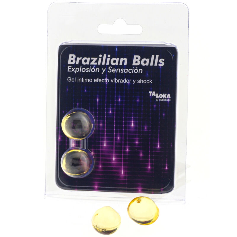 TALOKA - 2 BRAZILIAN BALLS VIBRATING &amp; SHOCK EFEKTA AIZRAUJOŠS GELS