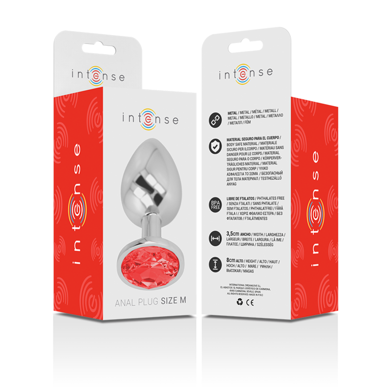 INTENSE - METAL ANAL PLUG WITH RED CRYSTAL SIZE M INTENSE ANAL TOYS