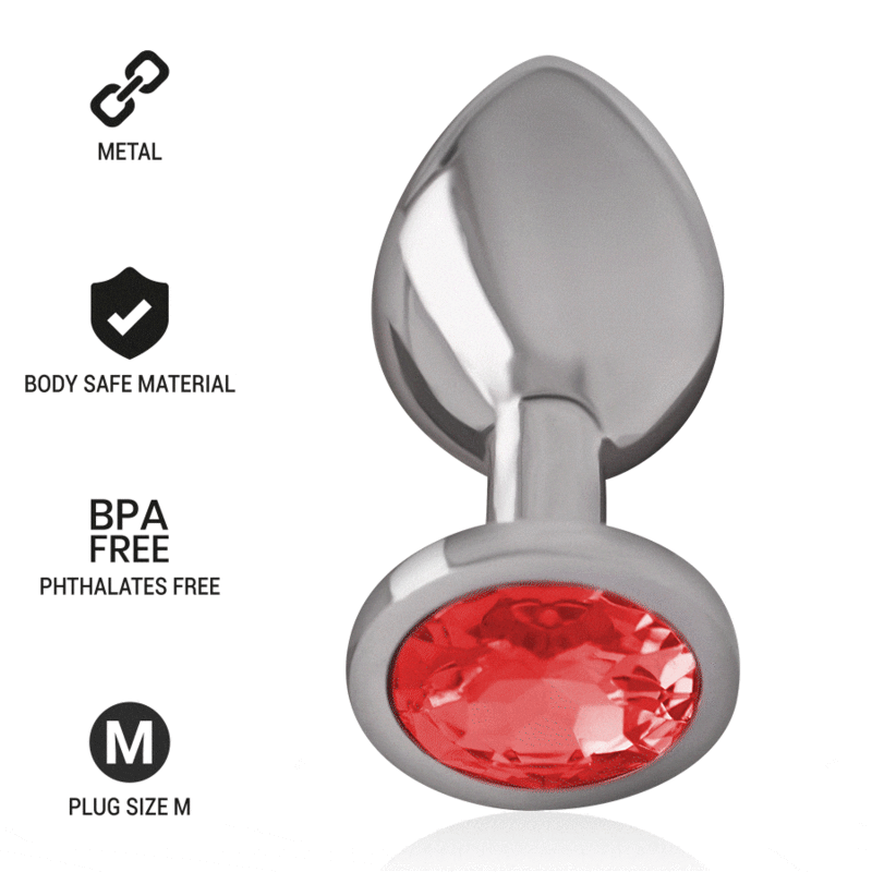 INTENSE - METAL ANAL PLUG WITH RED CRYSTAL SIZE M INTENSE ANAL TOYS