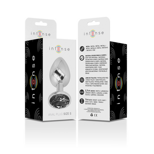 INTENSE - ALUMINUM METAL ANAL PLUG WITH BLACK CRYSTAL SIZE S INTENSE ANAL TOYS