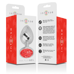 INTENSE - ALUMINUM METAL ANAL PLUG WITH RED CRYSTAL SIZE L INTENSE ANAL TOYS
