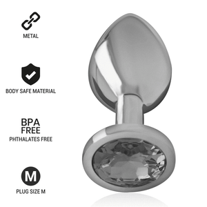INTENSE - ALUMINUM METAL ANAL PLUG WITH BLACK GLASS SIZE M INTENSE ANAL TOYS