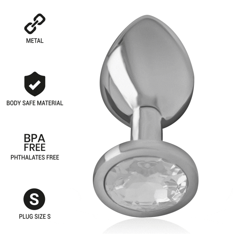 INTENSE - ALUMINUM METAL ANAL PLUG WITH SILVER CRYSTAL SIZE S INTENSE ANAL TOYS