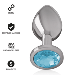 INTENSE - ALUMINUM METAL ANAL PLUG WITH BLUE CRYSTAL SIZE S INTENSE ANAL TOYS