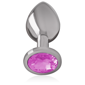 INTENSE - ALUMINUM METAL ANAL PLUG WITH PINK CRYSTAL SIZE M INTENSE ANAL TOYS