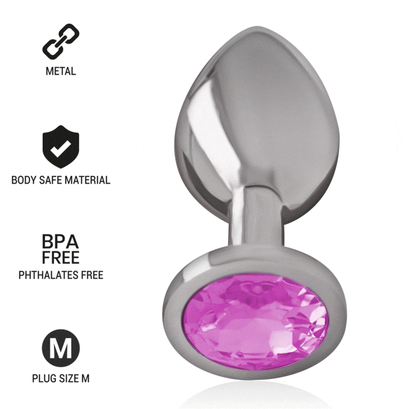 INTENSE - ALUMINUM METAL ANAL PLUG WITH PINK CRYSTAL SIZE M INTENSE ANAL TOYS