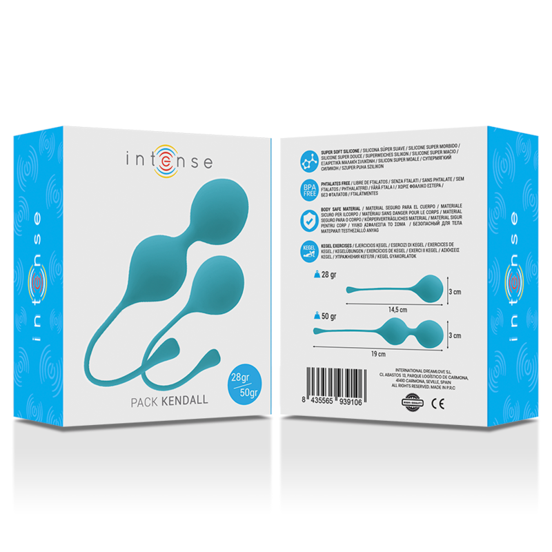 Intense Kegel Balls Pack Kendall Blue, elegant design, velvet touch, pelvic floor training, silicone, beginner-friendly.