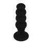 Black silicone anal plug with graduated design for beginners and experts, made from soft premium material. Easy to clean and use.