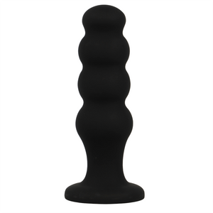 Premium black silicone anal plug with a graduated beaded design for progressive play, ideal for beginners and experts alike.